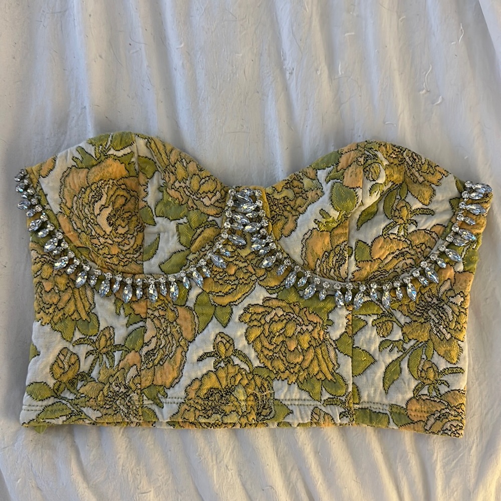 Zara strapless bejeweled top